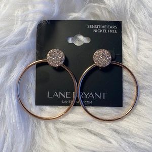LANE BRYANT Rose Gold and CZ Drop Circle Earrings